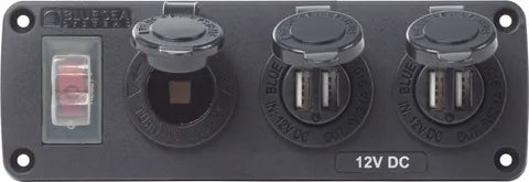Panel Below Deck 12V 1x15A 1xSoc 2xUSB BS-4365B