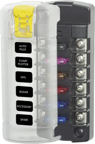 Fuse Block ST Blade 6Circuit Independent Inc Cover BS-5035B
