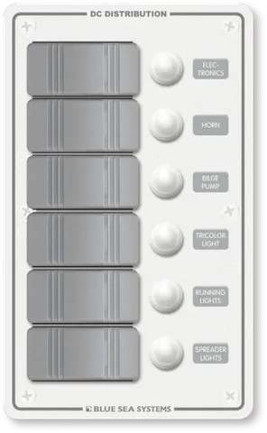 6 Position C/Breaker - White 12/24VDC BS-8273B