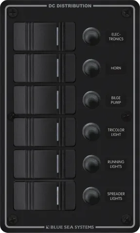 6 Position C/Breaker -  Black 12/24VDC BS-8373B