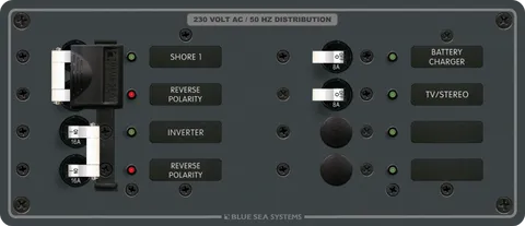 Panel 230VAC 2 x16A Main + 4 Position 8A BS-8599B