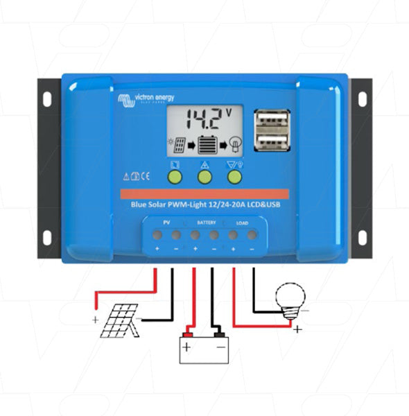 Victron BlueSolar PWM-LCD&USB 12/24V-20A Charge Controller SCC010020050