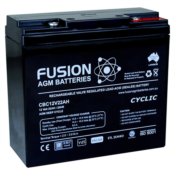 Fusion 12V 22Ah Deep Cycle AGM Battery