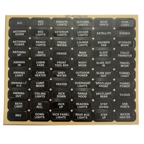 CZONE Label Set W/Proof Keypad RV CZ-81-238-0003-00