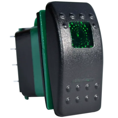 Rocker Switch ON-OFF SPST 3PIN GREEN LED Bulk EA-RS-01B