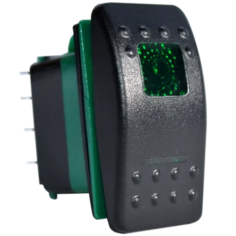 Rocker Switch ON-OFF-ON DPDT 7PIN GREEN EA-RS-03