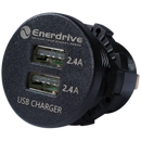 Enerdrive Round USB 4.8A GREEN LED - OLED Style 12/24V EA-USB-03