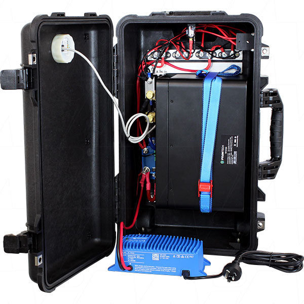 LFBM-ESS128100 - 12.8V 100Ah LiFePO4 Portable Energy Storage System (ESS) Power Pack with In-Built BMS. IP64 Rated with Voltage, Current and State of Charge Indicators. Product Image