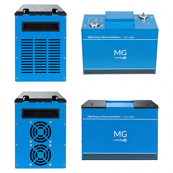 MG 25.2V 150Ah 3780Wh HE Series LiIon NMC Battery + RJ45 Connector - Metal Enclosure - Series Up to Five (5) Modules MGHE240150-RJ45