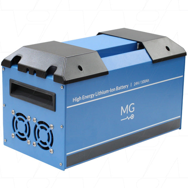 MGHE242100-M12 - 25.2V 100Ah 2520Wh HE Series LiIon NMC Battery + M12 Connector - Metal Enclosure - Series Up to Sixteen (16) Modules Product Image