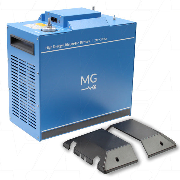 MG 25.2V 200Ah 5040Wh HE Series LiIon NMC Battery + M12 Connector - Metal Enclosure - Series Up to Sixteen (16) Modules MGHE242200-M12
