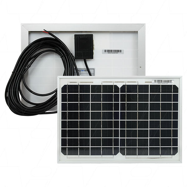 12V 10W 36 Cell Symmetry Monocrystalline Solar Module with IP64 rated junction box and 8m x 0.5mm2 dual core leads SY2-M10W-8M