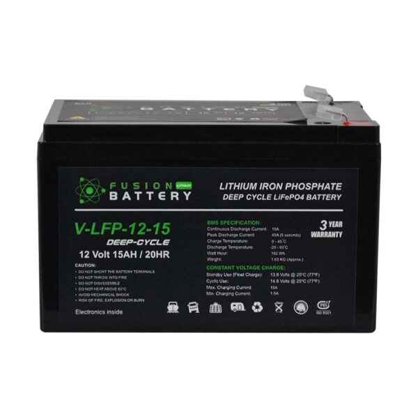 Fusion Lithium 12V Deep Cycle Battery V-LFP-12-15