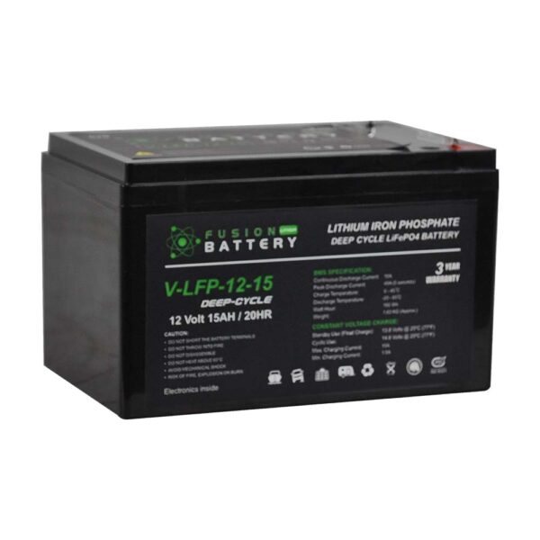 Fusion Lithium 12V Deep Cycle Battery V-LFP-12-15