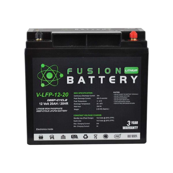 Fusion Lithium 12V Deep Cycle Battery V-LFP-12-20