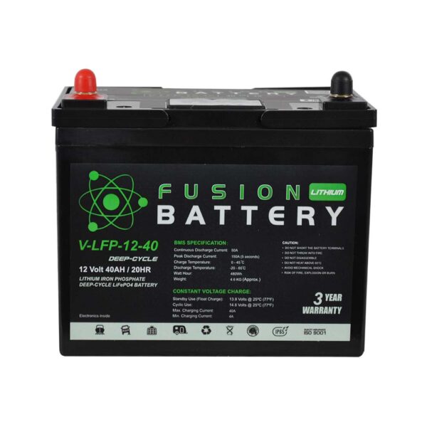 Fusion Lithium 12V Deep Cycle Battery V-LFP-12-40