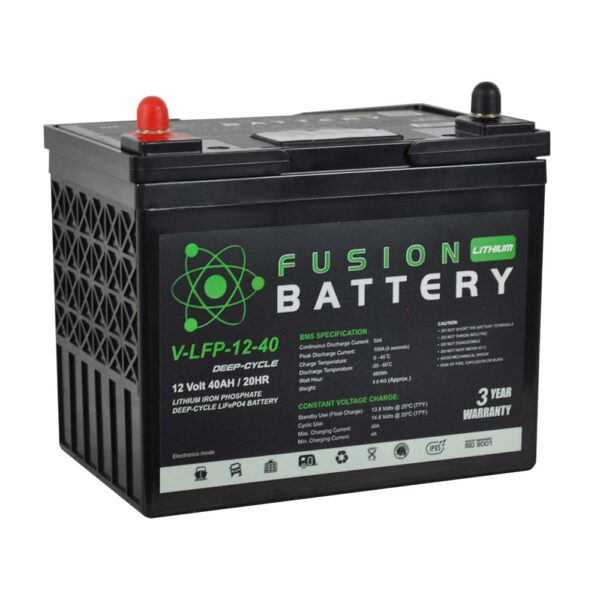 Fusion Lithium 12V Deep Cycle Battery V-LFP-12-40