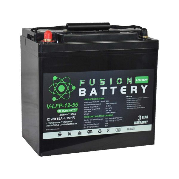 Fusion Lithium 12V Deep Cycle Battery V-LFP-12-55