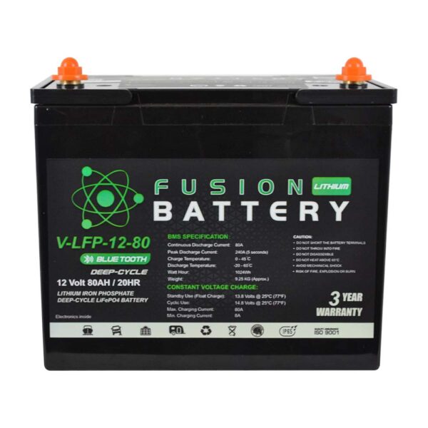 Fusion Lithium 12V Deep Cycle Battery V-LFP-12-80