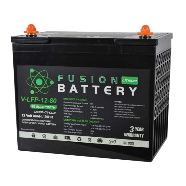 Fusion Lithium 12V Deep Cycle Battery V-LFP-12-80