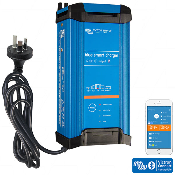 VECIP22-12/15-1 - Blue Smart IP22 SLA/LiFePO4 Charger 12V 15A Single Output Fan Assisted BPC121542012 (AU/NZ Plug) Product Image